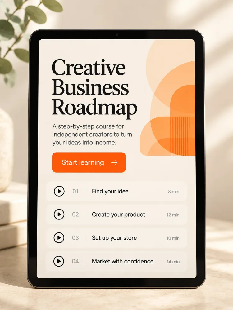 Example Creative Business Roadmap course on a desktop screen